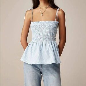 J. Crew Paloma Smocked Peplum Blue Top | Women’s Size XS